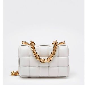 Brand New Bottega Veneta  Chain Cassette Padded Intrecciato Crossbody WHITE